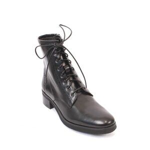 Luca Grossi 881a Black Leather Zip-Up Lace-Up Ankle Boots